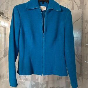 Cache Teal Blazer or Coat, S - 6, Lined, Gorgeous on, Zipper, Form Fitting,